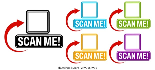 Set collections trendy colorful Scan me icon sign. QR code labels template design vector illustration