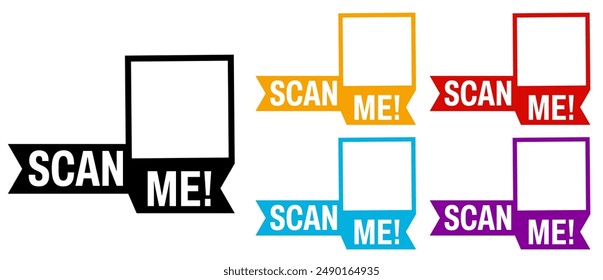 Set collections trendy colorful Scan me icon sign. QR code labels template design vector illustration