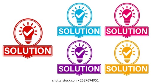 Set collections trendy colorful solution icon. Idea symbol sign badges label template design vector illustration