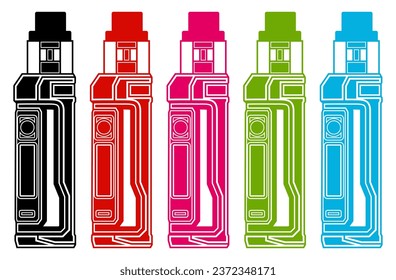 Set collections trendy colorful vape icon. Vaping Pod Electronic Cigarette  design vector Illustration