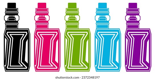 Set collections trendy colorful vape icon. Vaping Pod Electronic Cigarette  design vector Illustration