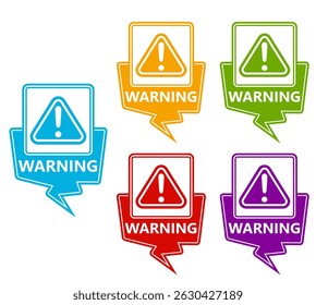 Set collections trendy colorful warning sign icon. Safety Sign Symbol sticker labels design template Vector illustration