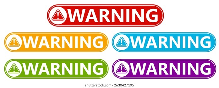 Set collections trendy colorful warning sign icon. Safety Sign Symbol sticker labels design template Vector illustration