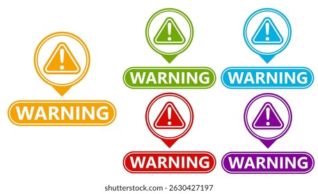 Set collections trendy colorful warning sign icon. Safety Sign Symbol sticker labels design template Vector illustration