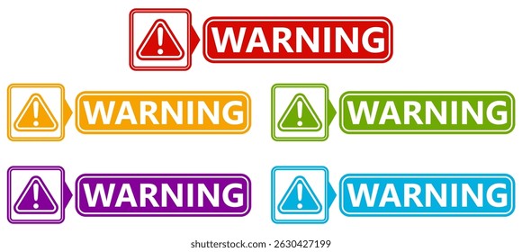 Set collections trendy colorful warning sign icon. Safety Sign Symbol sticker labels design template Vector illustration