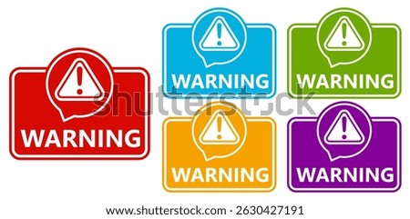 Set collections trendy colorful warning sign icon. Safety Sign Symbol sticker labels design template Vector illustration