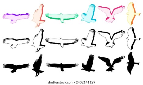 Set collections trendy Eagle icon logo. Eagle birds animal design vector illustration	
