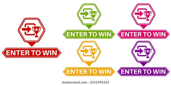 Set collections trendy enter to win colorful icon sign labels design template Vector illustration