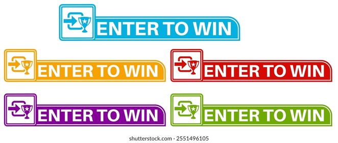 Set collections trendy enter to win colorful icon sign labels design template Vector illustration