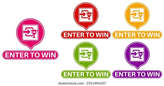 Set collections trendy enter to win colorful icon sign labels design template Vector illustration