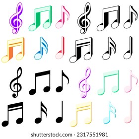 Set collections trendy musical notes icon vector illustration
