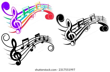 Colecciones notas musicales de moda Icono de ondas de sonido