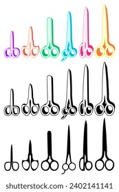 Establecer el logotipo del icono de las tijeras de moda de las colecciones. Ilustración vectorial de diseño de Scissor