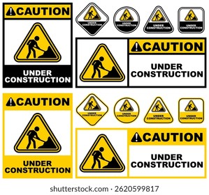 Set Collections under construction caution sign template design vector illustration