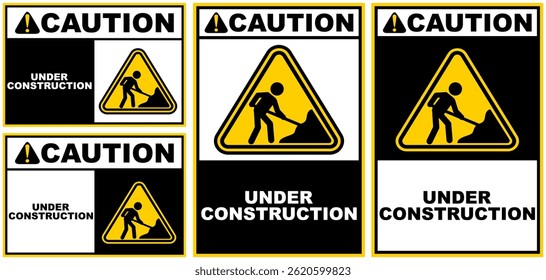 Set Collections under construction caution sign template design vector illustration