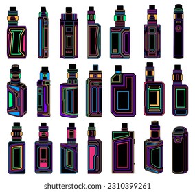 Set collections vape device icon symbol. Electronic Cigarette vape shop logo vector Illustration