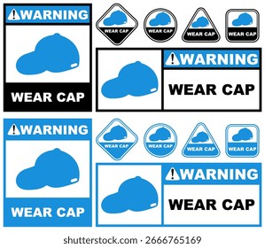 Set Collections wear cap warning sign template design vector illustration