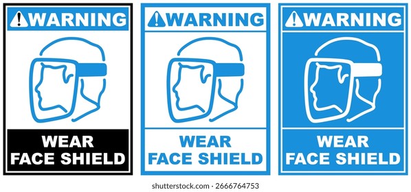Set Collections wear face shield warning sign template design vector illustration