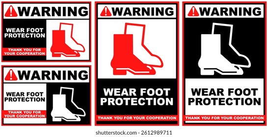 Set Collections wear foot protection warning sign template design vector illustration