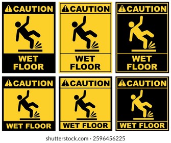 Set Collections wet floor caution sign template design vector illustration	