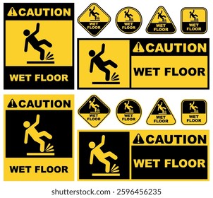 set collections wet floor sign symbol design label template vector illustration