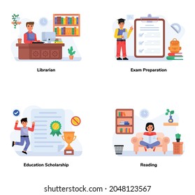 Set of College Education Flat Icons