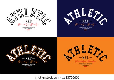 Set college graphic, typography varsity athletic sport, apparel print, vector illustration