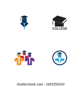 Conjunto de ilustraciones de icono de universidad y de plantilla vectorial de símbolos