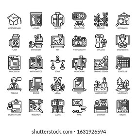 Set of college thin line and pixel perfect icons for any web and app project. 