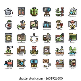 Set of college thin line and pixel perfect icons for any web and app project. 