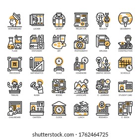 Set of college thin line and pixel perfect icons for any web and app project. 