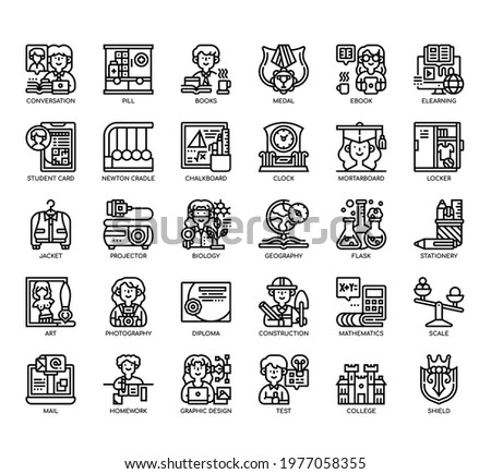 Set of College thin line and pixel perfect icons for any web and app project. 