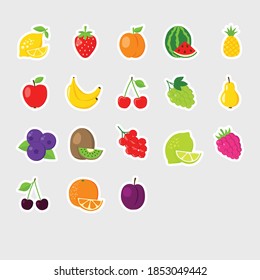 set of colofrul fruit icons