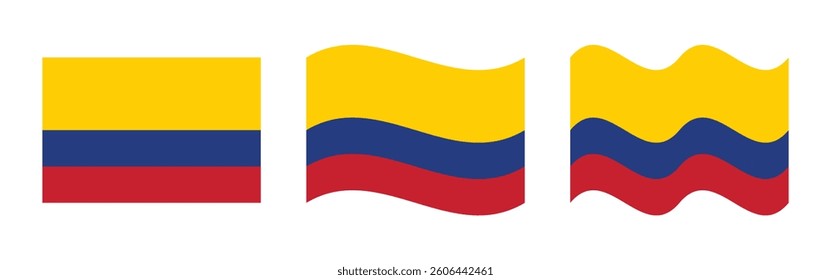 set Colombia flag flat waving vector design