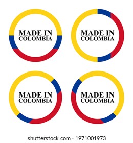 set of colombia flag. made in colombia. logo, print, symbol, seal. isolated on white background
