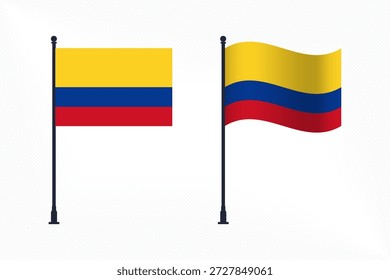 Conjunto de banderas de Colombia aisladas para la celebración del Día de la Independencia