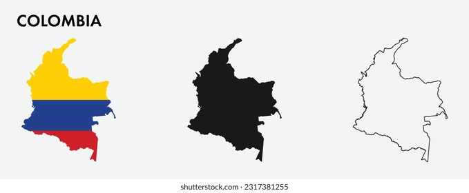 Mapa de Colombia aislado en fondo blanco, diseño de ilustración vectorial