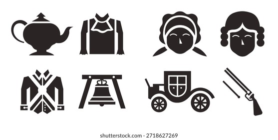 conjunto de ilustração de ícones de vetor colonial