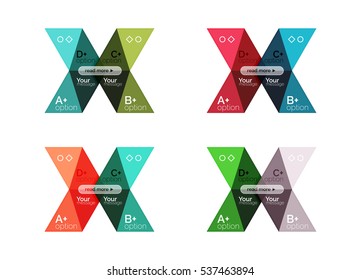 Set of color abstract arrow option infographic templates. Vector backgrounds for workflow layout, diagram, number options or web design