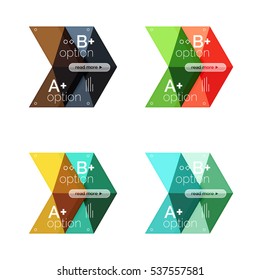 Set of color abstract arrow option infographic templates. Vector backgrounds for workflow layout, diagram, number options or web design