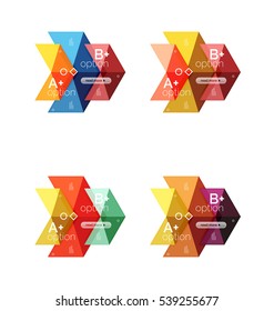 Conjunto de plantillas infográficas de opciones de flecha abstracta de color. Fondos vectores para diseño de flujo de trabajo, diagrama, opciones de número o diseño web