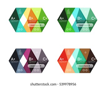 Set of color abstract arrow option infographic templates. Vector backgrounds for workflow layout, diagram, number options or web design