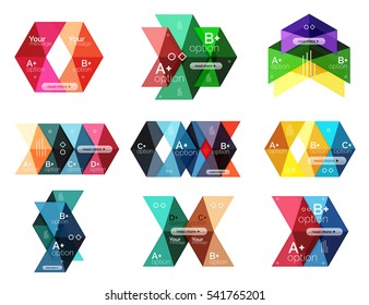 Conjunto de plantillas infográficas de opciones de flecha abstracta de color. Fondos vectores para diseño de flujo de trabajo, diagrama, opciones de número o diseño web
