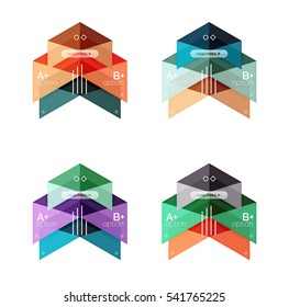 Set of color abstract arrow option infographic templates. Vector backgrounds for workflow layout, diagram, number options or web design