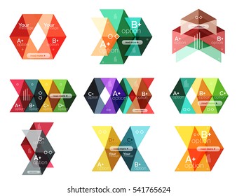 Conjunto de plantillas infográficas de opciones de flecha abstracta de color. Fondos vectores para diseño de flujo de trabajo, diagrama, opciones de número o diseño web