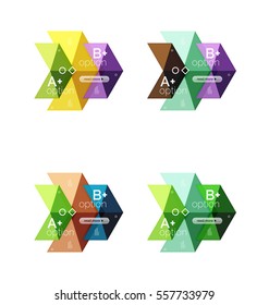 Conjunto de plantillas infográficas de opciones de flecha abstracta de color. Fondos vectores para diseño de flujo de trabajo, diagrama, opciones de número o diseño web