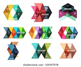Set of color abstract arrow option infographic templates. Vector backgrounds for workflow layout, diagram, number options or web design
