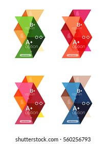 Set of color abstract arrow option infographic templates. Vector backgrounds for workflow layout, diagram, number options or web design