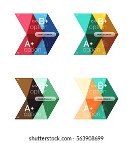 Conjunto de plantillas infográficas de opciones de flecha abstracta de color. Fondos vectores para diseño de flujo de trabajo, diagrama, opciones de número o diseño web