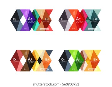 Set of color abstract arrow option infographic templates. Vector backgrounds for workflow layout, diagram, number options or web design
